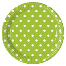 Zelené talířky  puntík  8 ks, 20 cm