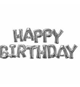 Fóliový balónek nápis Happy Birthday stříbrný