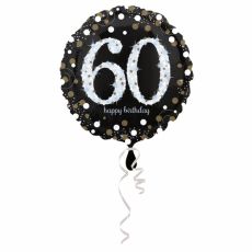 Fóliový balonek č. 60 - černý, kulatý,  45 cm