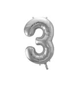 Fóliový balónek číslo 3 - stříbrný, 86 cm