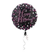 FB černo-růžový Happy Birthday, 43 cm