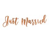 Banner JUST MARRIED, rose gold, 20x77cm
