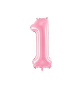 Fóliový balónek číslo 1 - světle růžový, 86 cm