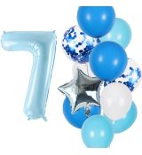 Balónkový set 7.narozeniny, modrý, 11 ks