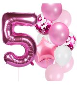 Balónkový set 5.narozeniny, růžový, 11 ks