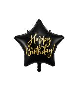 FB hvězda černá Happy Birthday, 40 cm
