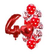 Balónkový set Srdce červené, číslo 4, 12 ks