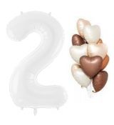 Balónkový set 2.narozeniny, bílo-hnědo-krémový, 6 ks