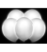 bíle svítící LED balónky bílé 5 ks, 30 cm