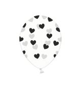 Balónek křišťálový černé srdce, 30 cm, 5 ks