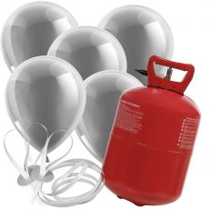 Helium 30 + 20 stříbrných balónků 30 cm