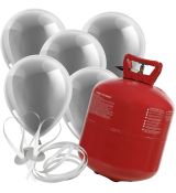 Helium 50 + 30 stříbrných balónků 30 cm