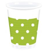 Zelené kelímky  puntík  8 ks, 200 ml