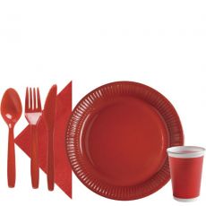 Červené talířky papírové  10 ks, 23 cm