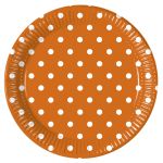 Oranžové talířky puntík 8 ks, 20 cm