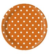Oranžové talířky puntík 8 ks, 20 cm