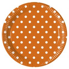 Oranžové talířky puntík 8 ks, 20 cm