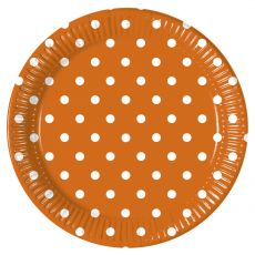 Oranžové talířky puntík 8 ks, 20 cm