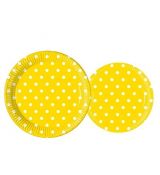 Žluté talířky puntík 8 ks, 20 cm