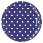 Tmavě modré talířky puntík  8 ks, 20 cm