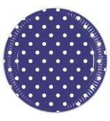 Tmavě modré talířky puntík  8 ks, 20 cm
