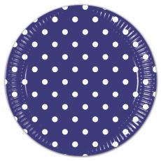 Tmavě modré talířky puntík  8 ks, 20 cm