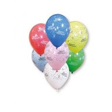 Balónek Happy Birthday 30 cm, 6 ks mix barev
