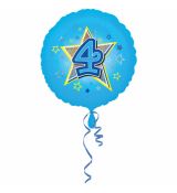 Fóliový balonek č. 4 - modrý, kulatý, 43 cm