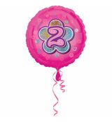 Fóliový balonek č. 2 -  růžový, kulatý, 43 cm