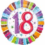 Fóliový balonek č. 18 - Happy Birthday, kulatý, 43 cm