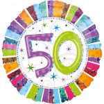 Fóliový balonek č. 50 - Happy Birthday, kulatý, 43 cm