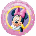 Fóliový balonek MINNIE, kulatý, růžový, 43 cm