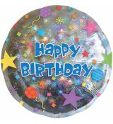 Fóliový balonek HAPPY BIRTHDAY KONFETI, kulatý, 43 cm