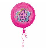 Fóliový balonek č. 4 - růžový, kulatý, 43 cm