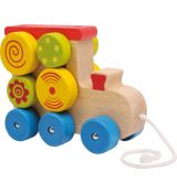 Dřevěné hračky - Tahací hračka na provázku - Lokomotiva