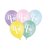Balónek číslo 4 HB mix barev, 6 ks
