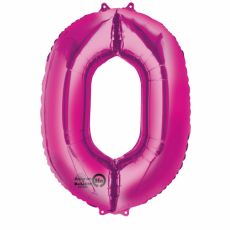 Fóliový balónek číslo 0 - růžový, 88 cm