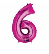 Fóliový balónek číslo 6 - růžový, 88 cm