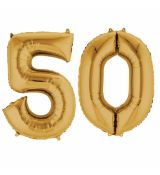 Fóliový balonek číslo 50 - zlatý, 86 cm