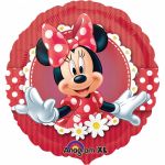 Fóliový balonek MINNIE, kulatý, červený, 43 cm