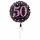 Fóliový balonek č. 50 - černo-růžový, kulatý,  45 cm