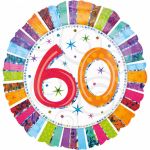 Fóliový balonek č. 60 - Happy Birthday, kulatý, 43 cm