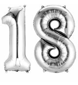 Fóliový balonek číslo 18 -stříbrný, 86 cm