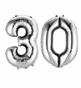 Fóliový balonek číslo 30 - stříbrný, 86 cm