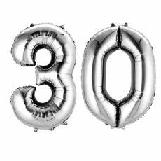 Fóliový balonek číslo 30 - stříbrný, 86 cm