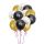 Balónky mix - Zlaté Konfety, černé a zlaté, 12 ks
