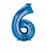 Fóliový balónek číslo 6 - modrý, 88 cm