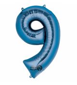 Fóliový balónek číslo 9 - modrý, 88 cm