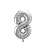 Fóliový balónek číslo 8 - stříbrný, 86 cm
