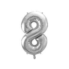 Fóliový balónek číslo 8 - stříbrný, 86 cm